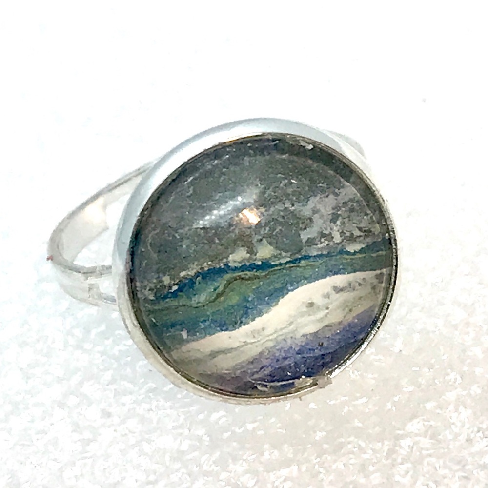 Handmade 14mm hand painted dome ring adjustable NSR